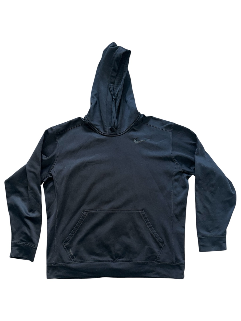 Nike Therma-Fit Hoodie Black Pullover Swoosh Athletic Sweatshirt Size Large